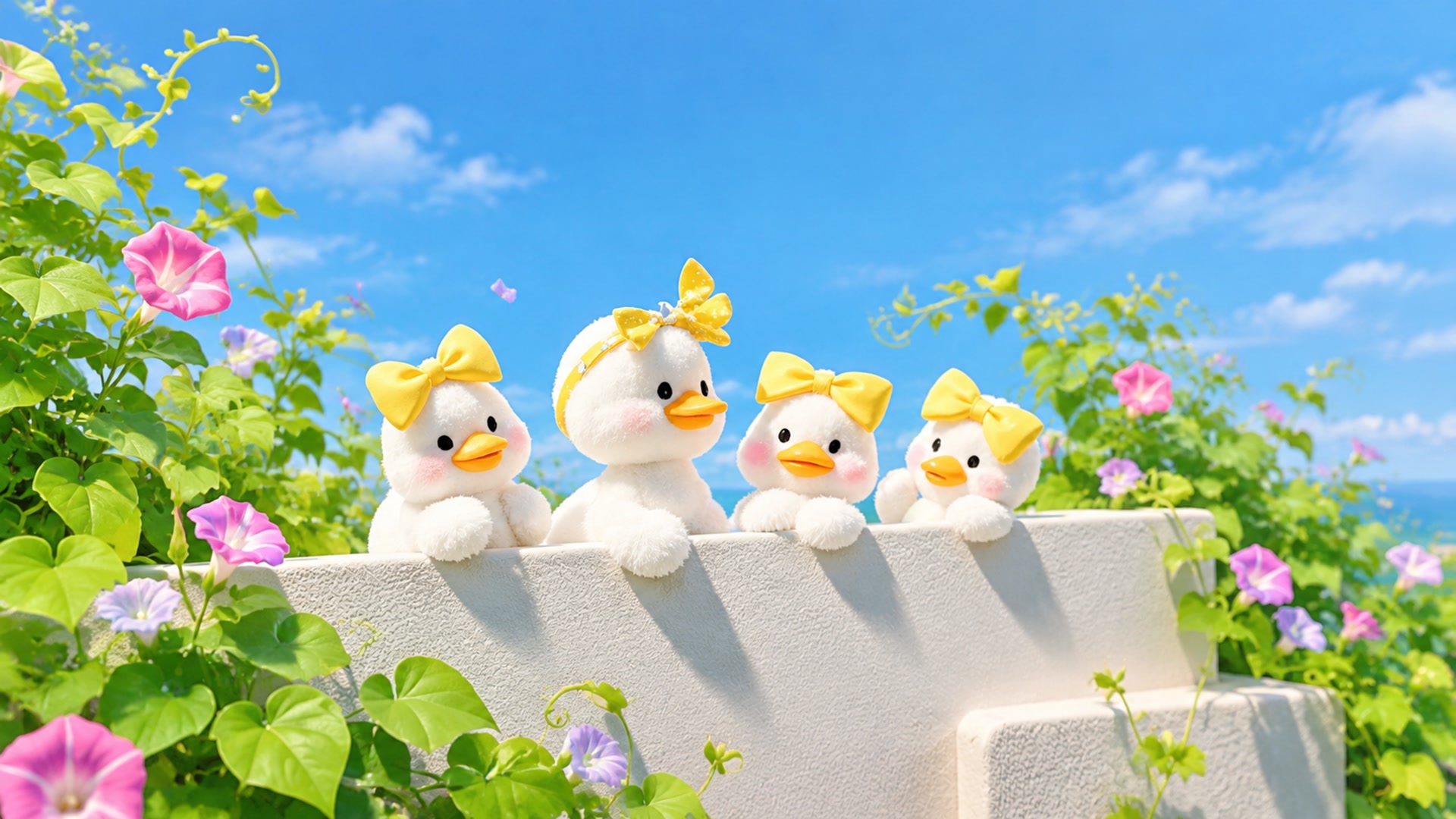 晴空花间萌鸭