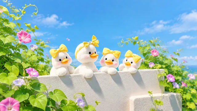晴空花间萌鸭