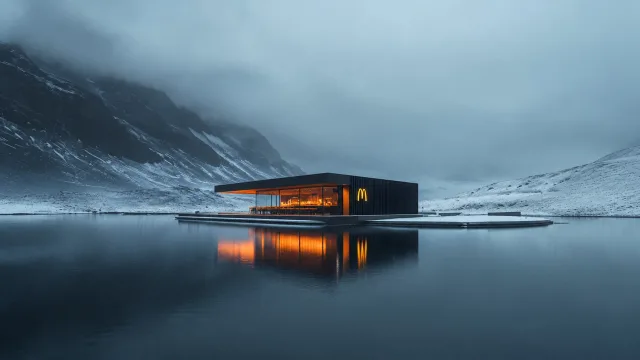 雪山湖畔暖光