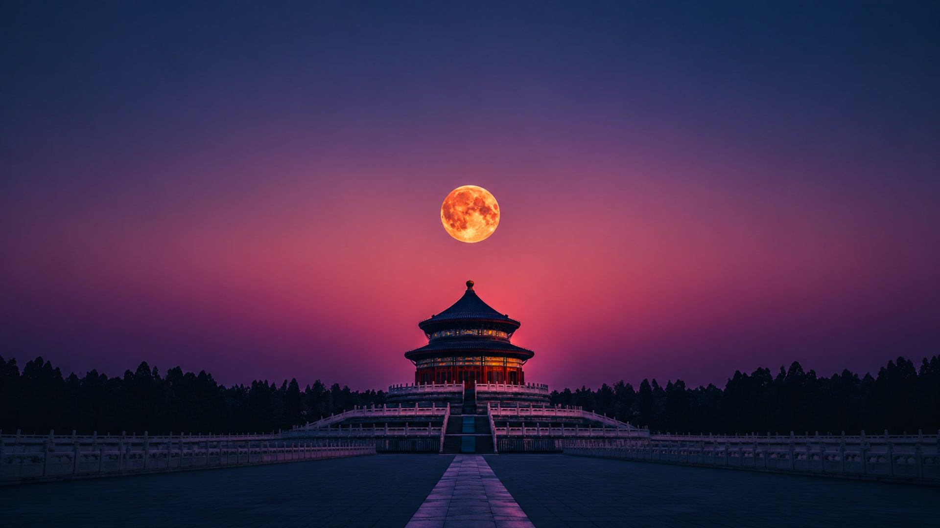 月映天坛夜色