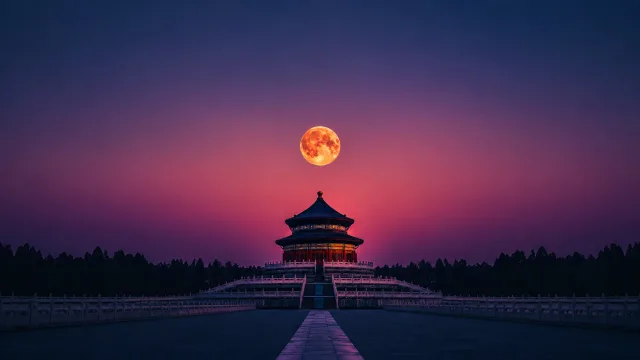 月映天坛夜色