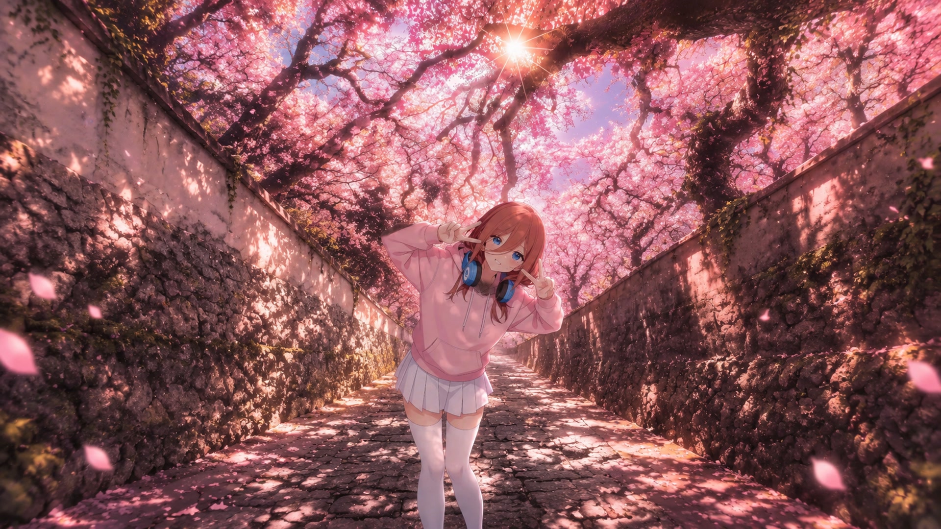 樱花小径少女行