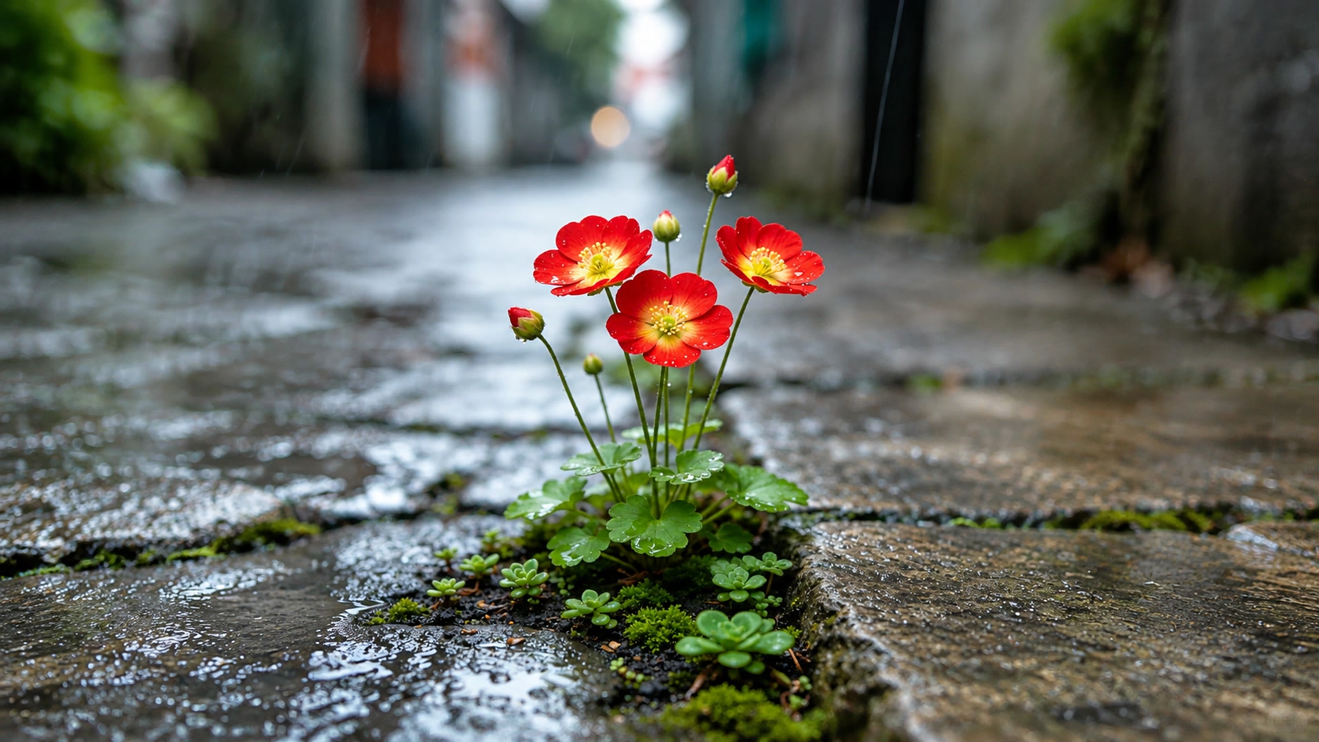 雨巷绽放生命