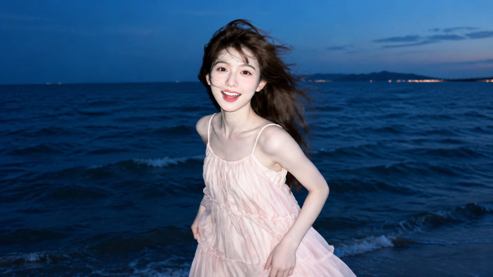 暮色海风少女意