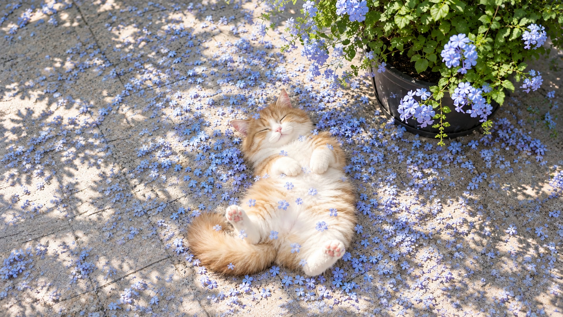 花海酣睡小猫