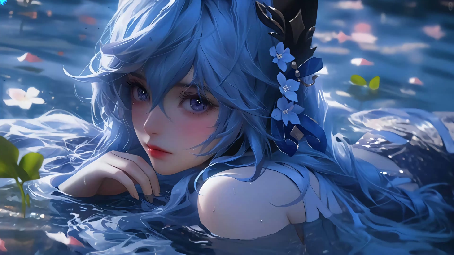 水中蓝色女子
