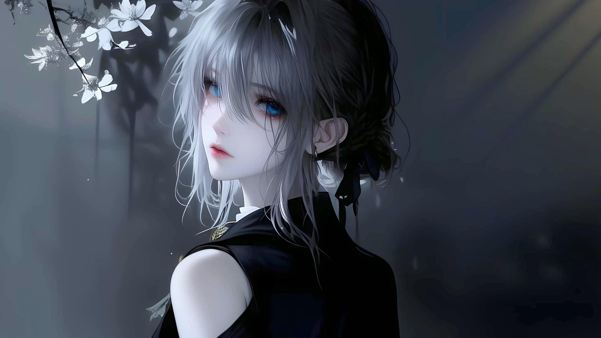 银发蓝眸少女