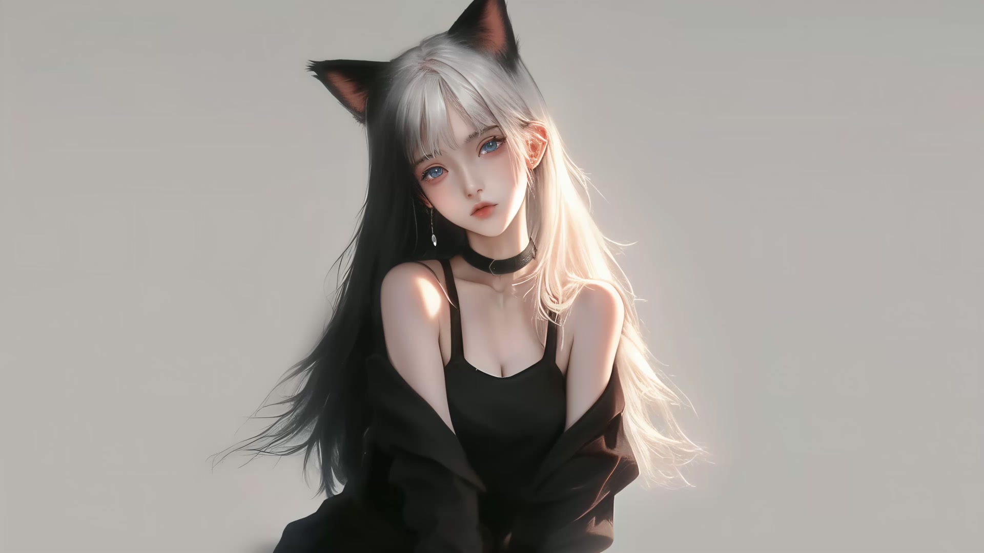黑白猫耳女子