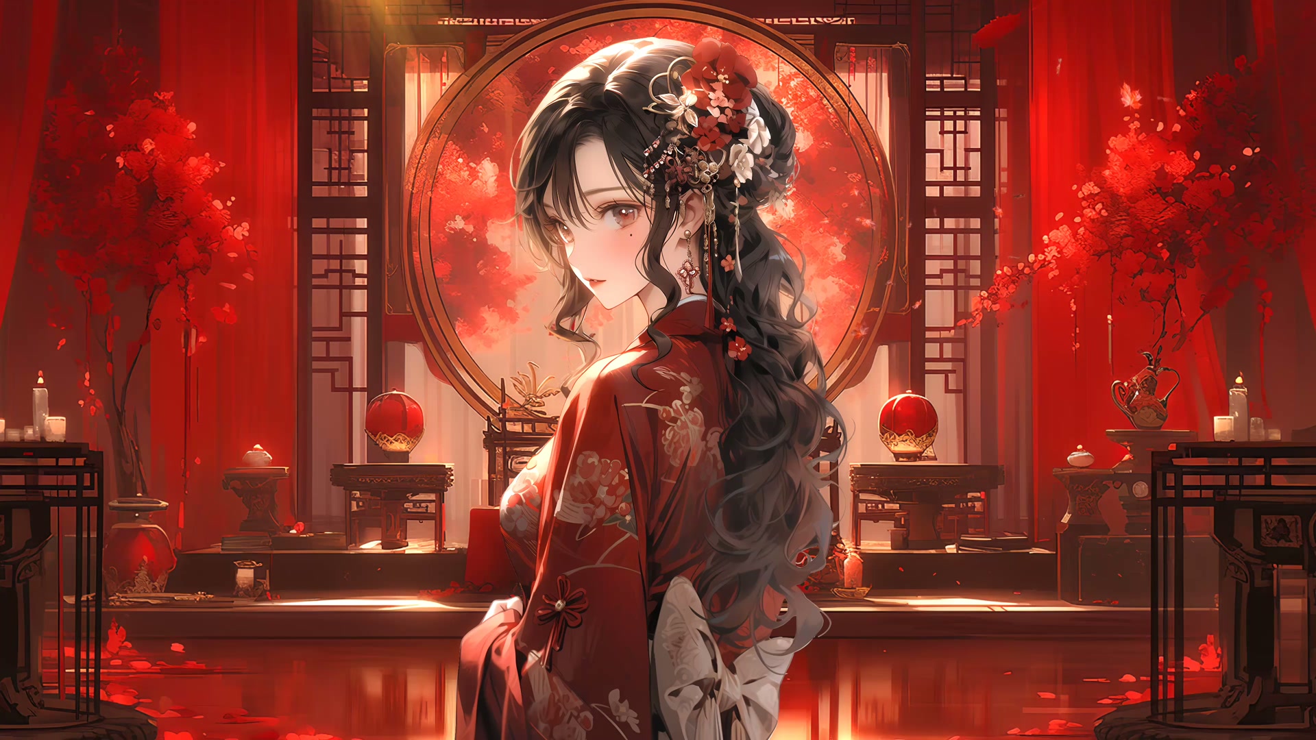 古风红衣女子