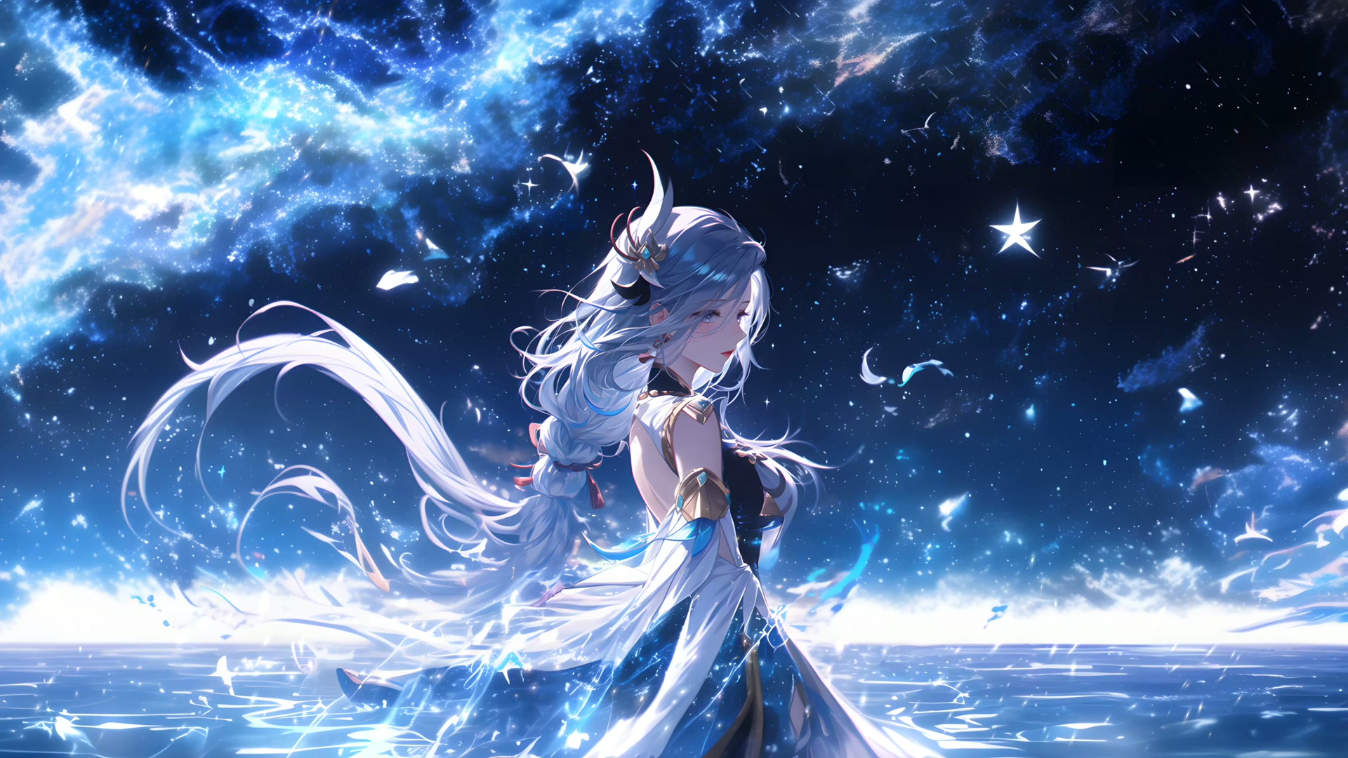 星空下的少女