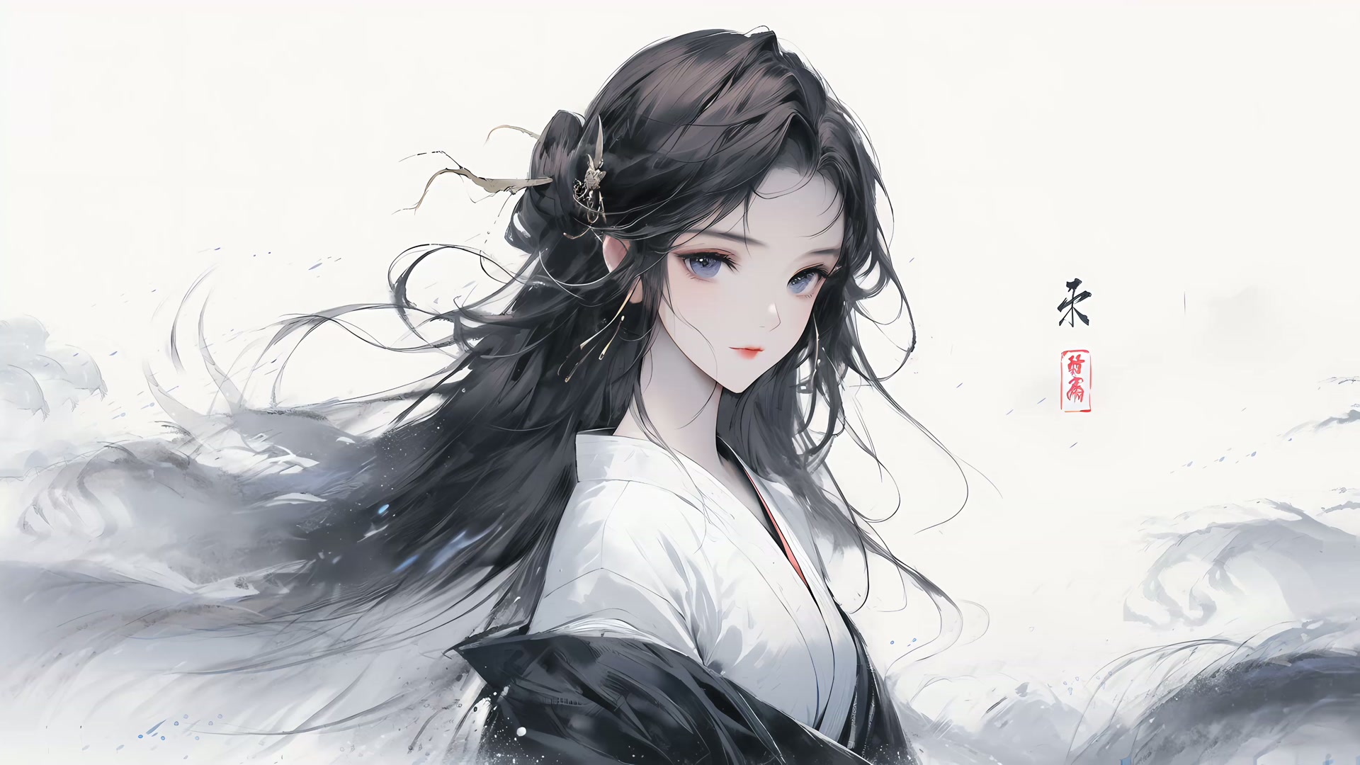 水墨古风少女