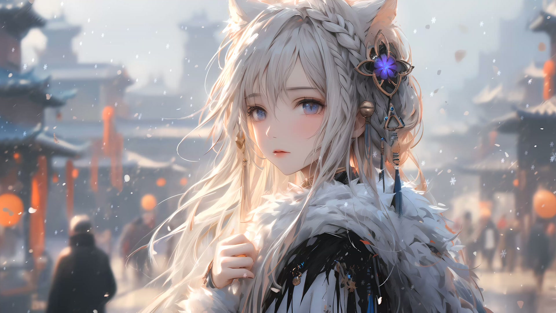白发猫耳女子