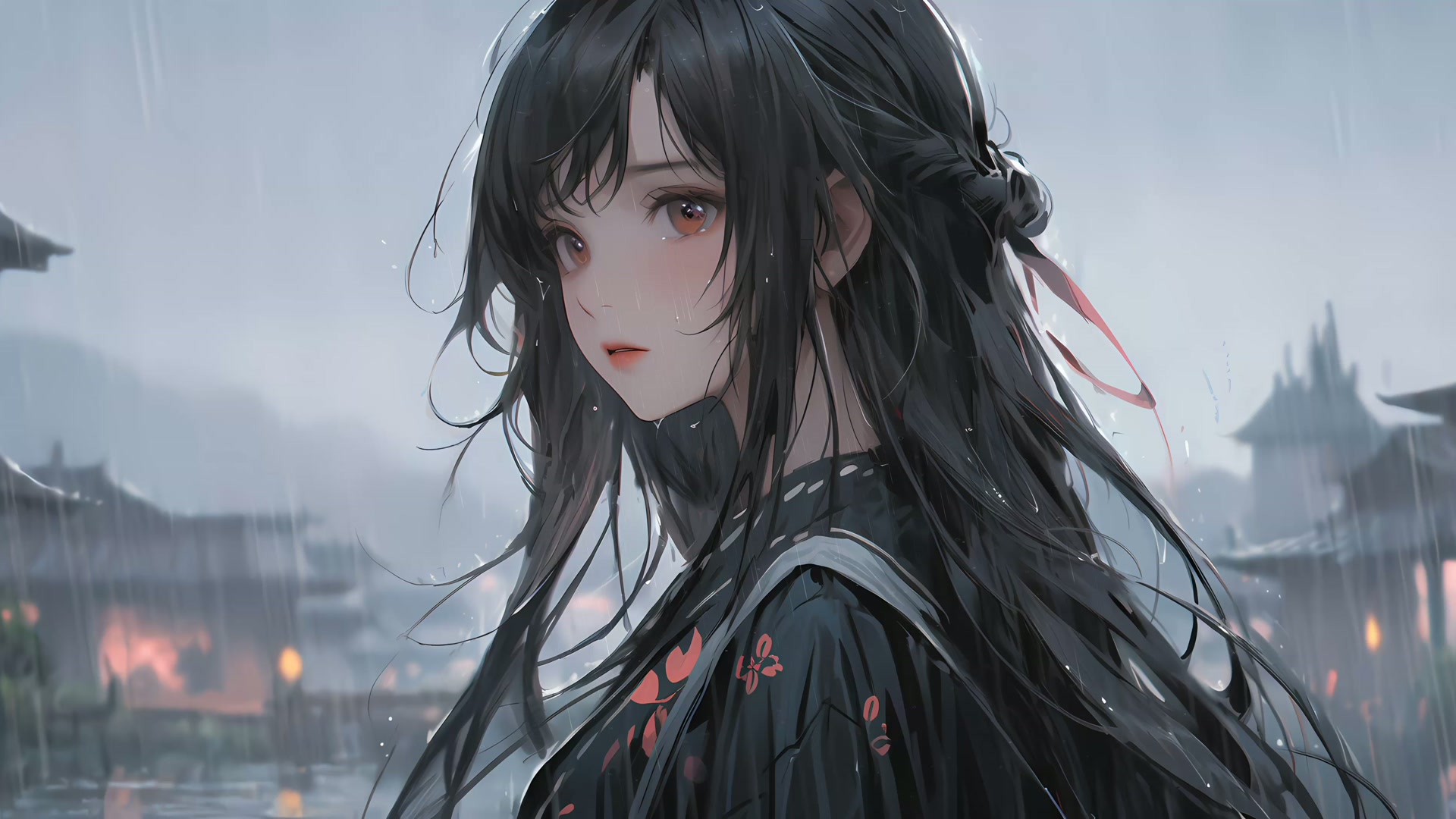雨中古风女子