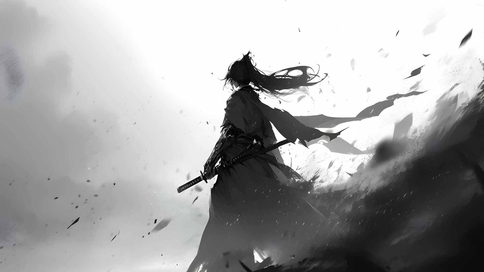 黑衣武士背影