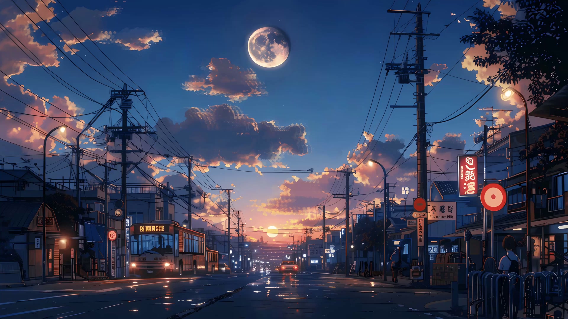月夜下的街道
