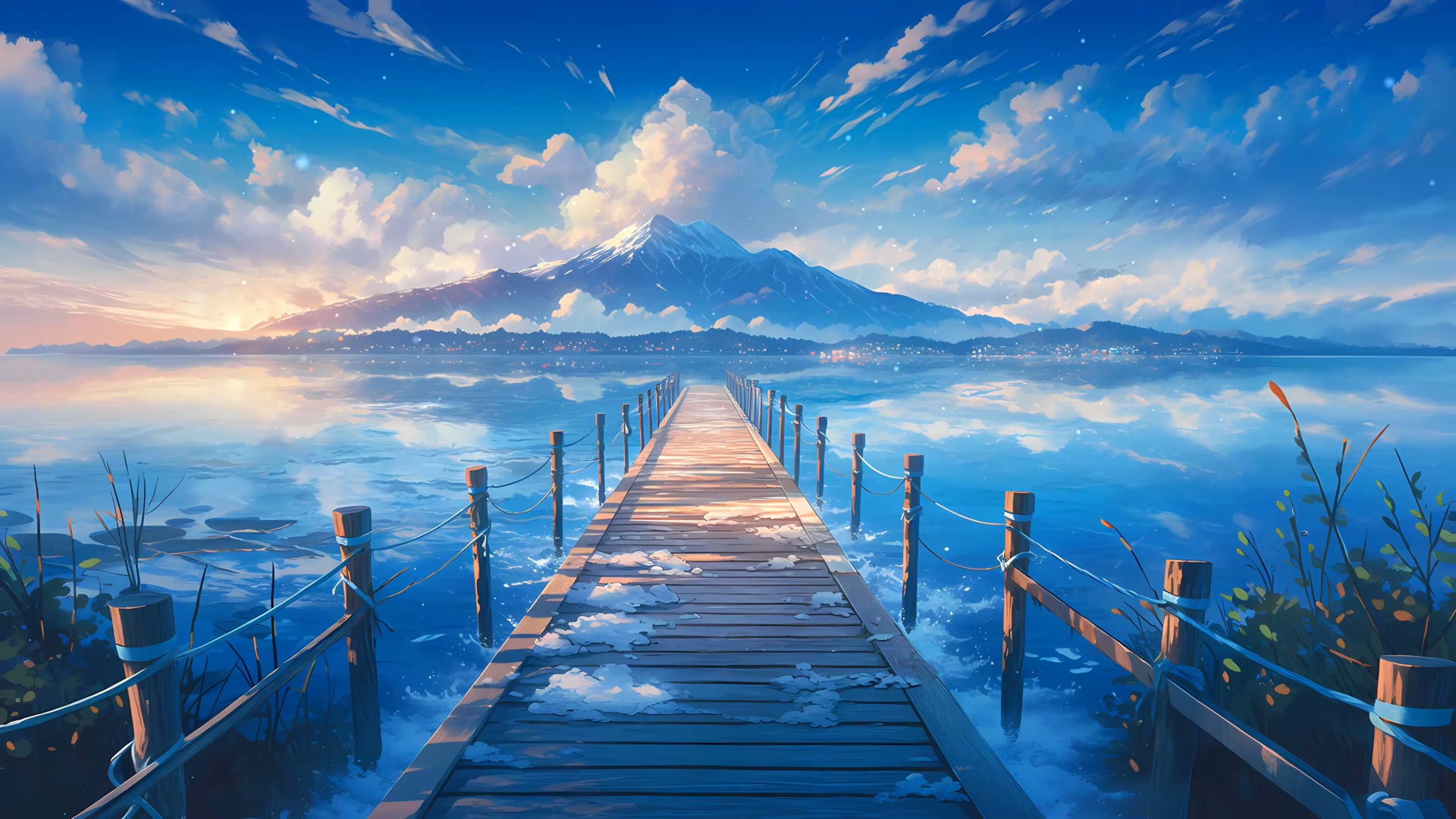 木栈道望雪山