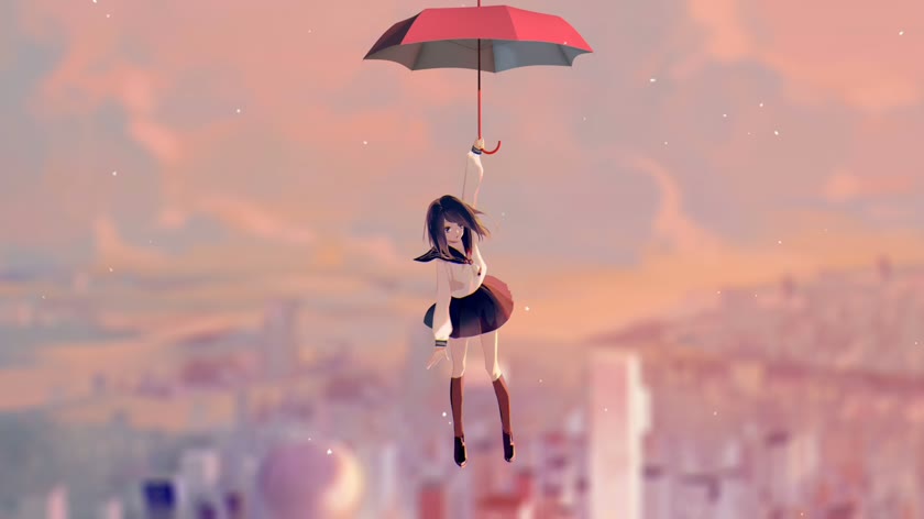 伞下少女