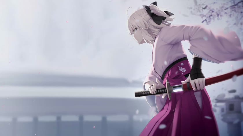 樱下拔刀少女