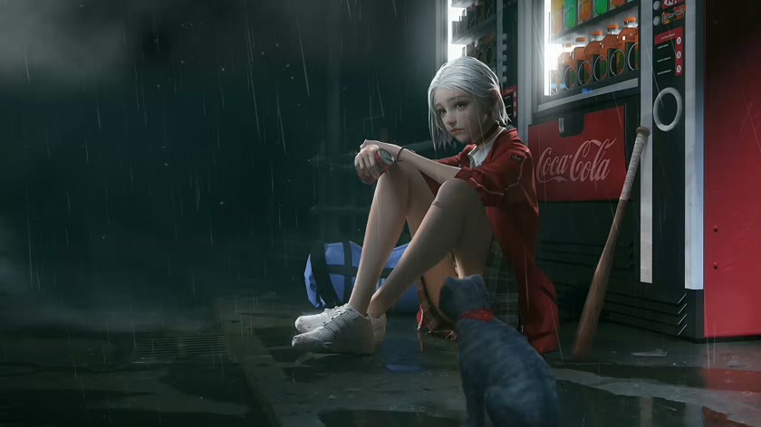 雨夜少女与猫