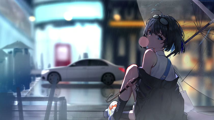 雨夜里的泡泡