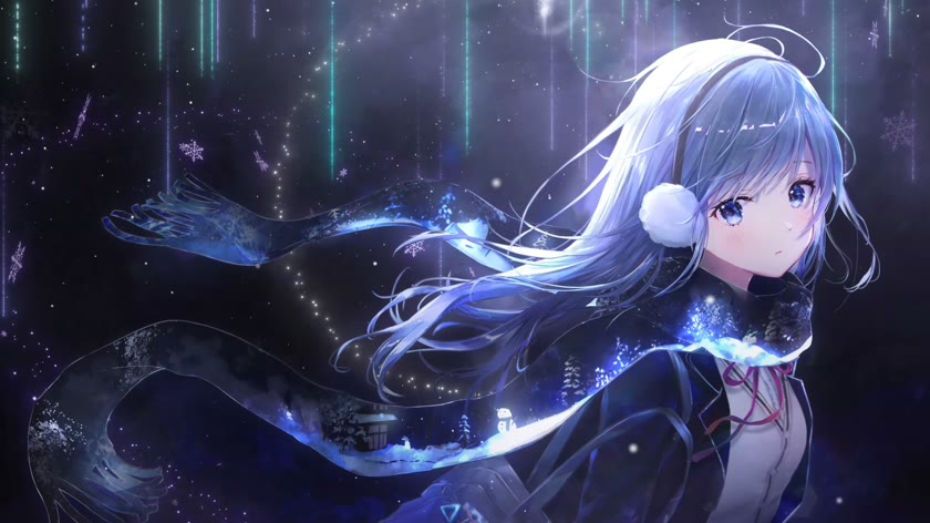 雪夜星空少女
