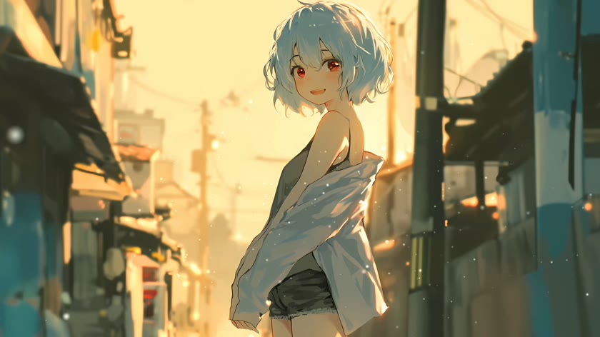 黄昏蓝发少女