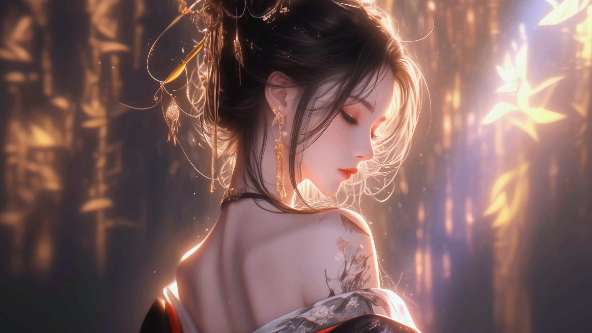 光影下的少女