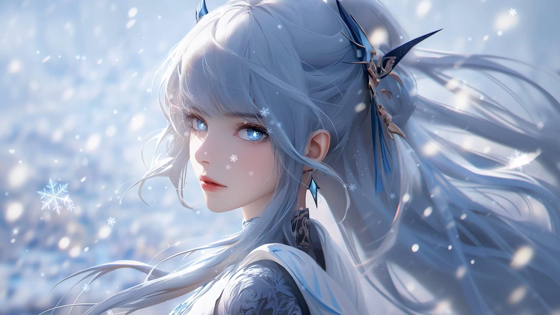 冰雪银发少女