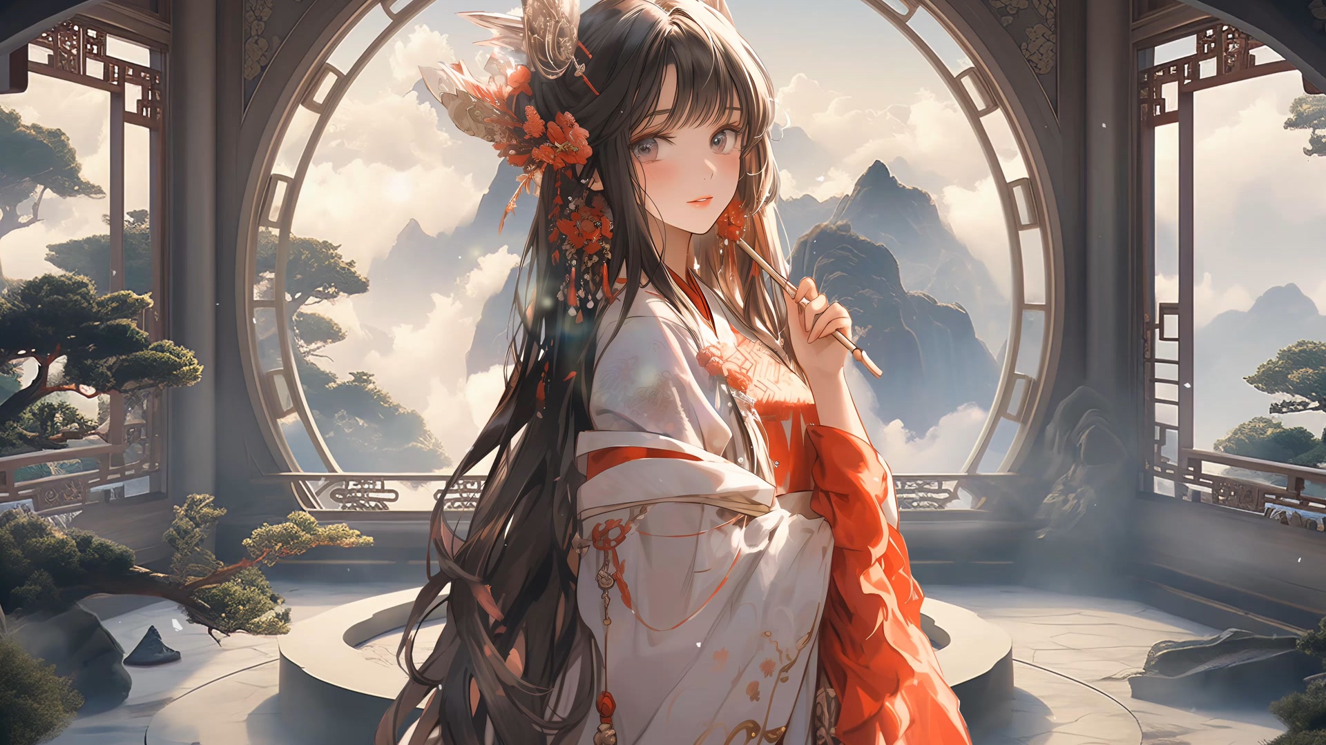 古风执扇少女