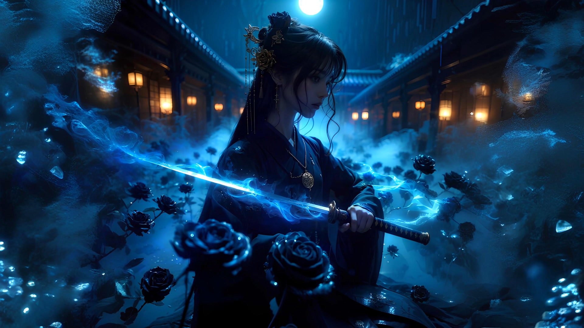 月下剑影花