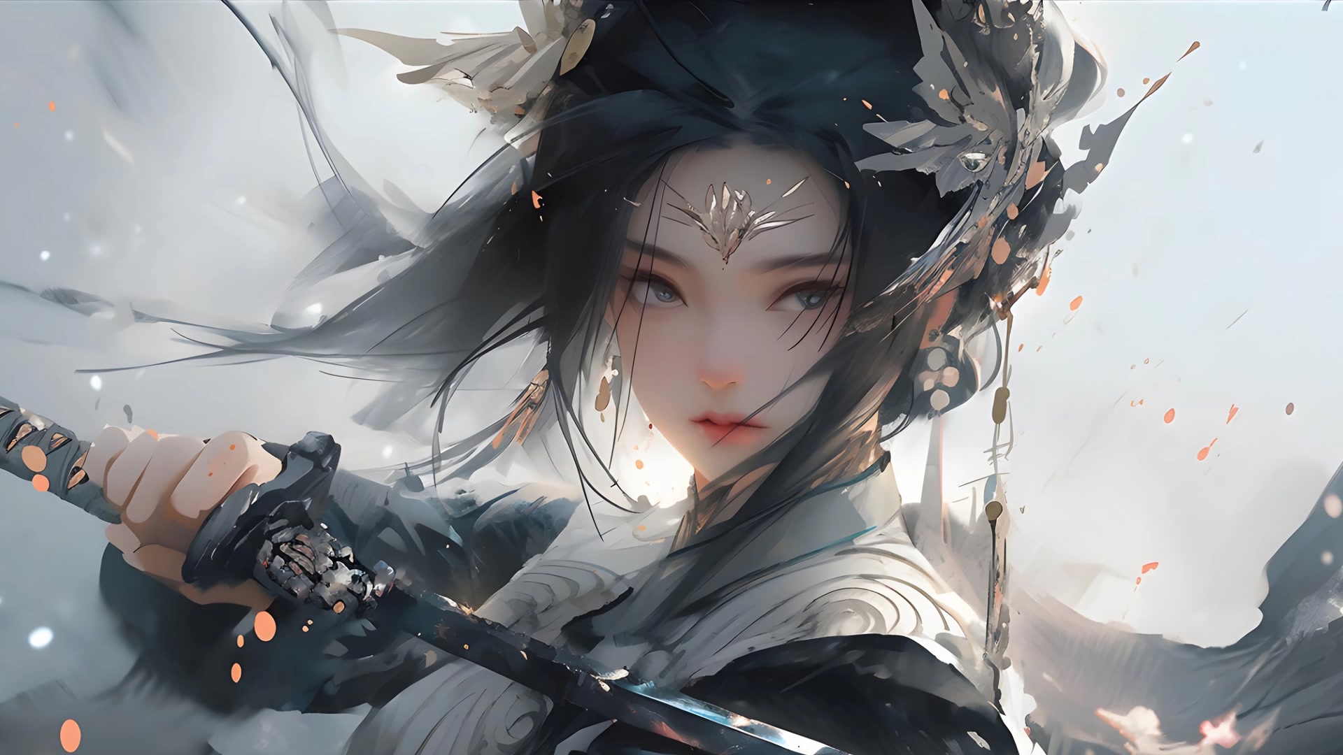 水墨古风侠女