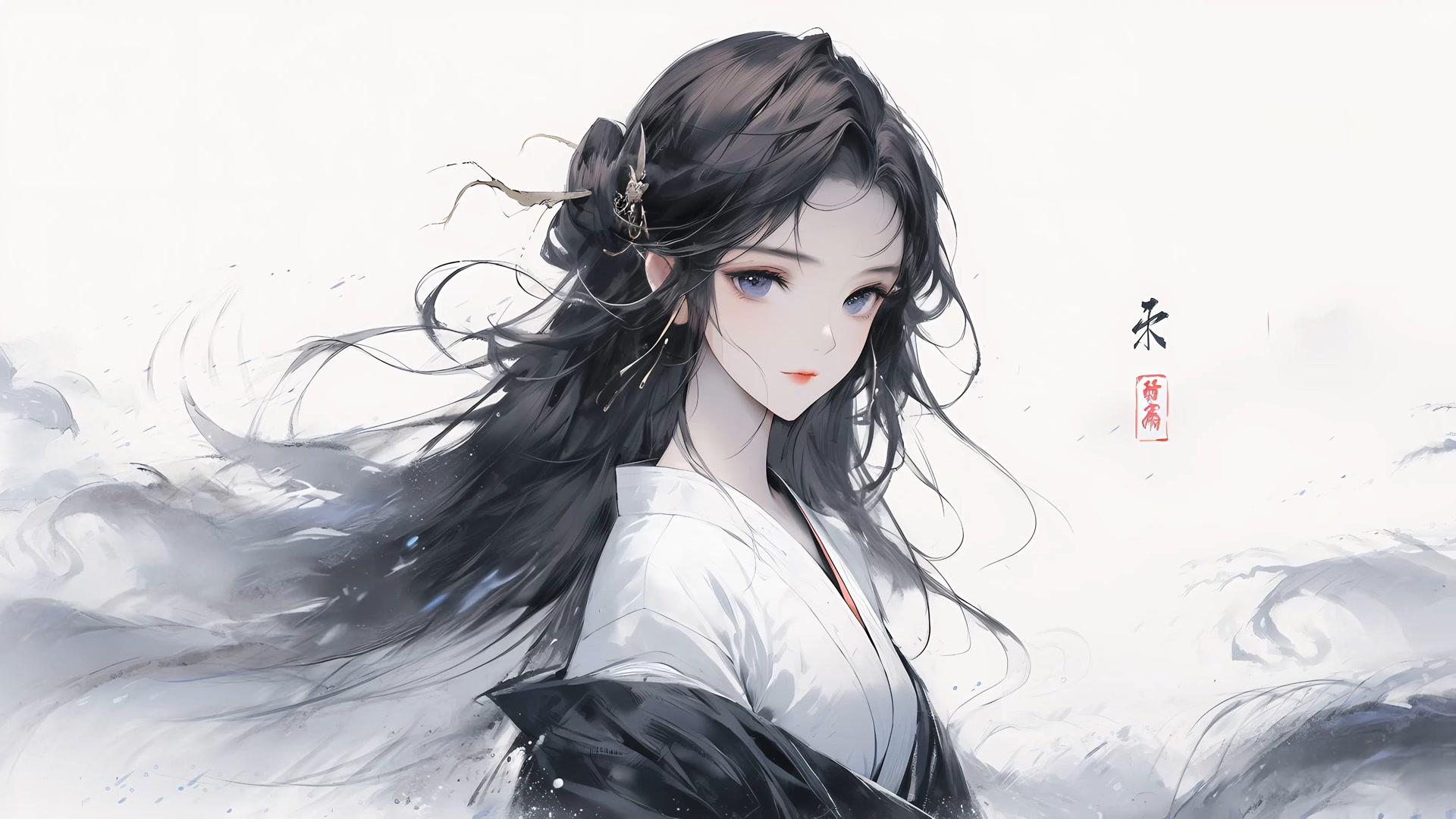 水墨古风少女
