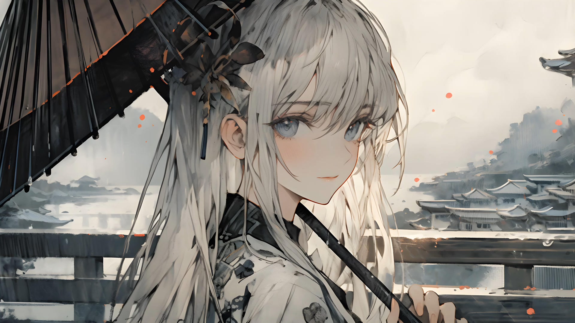 烟雨江南美人