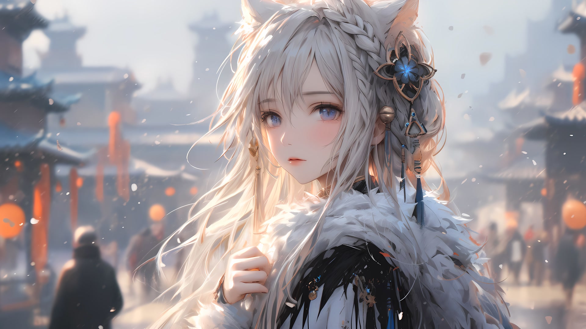 狐耳少女看雪