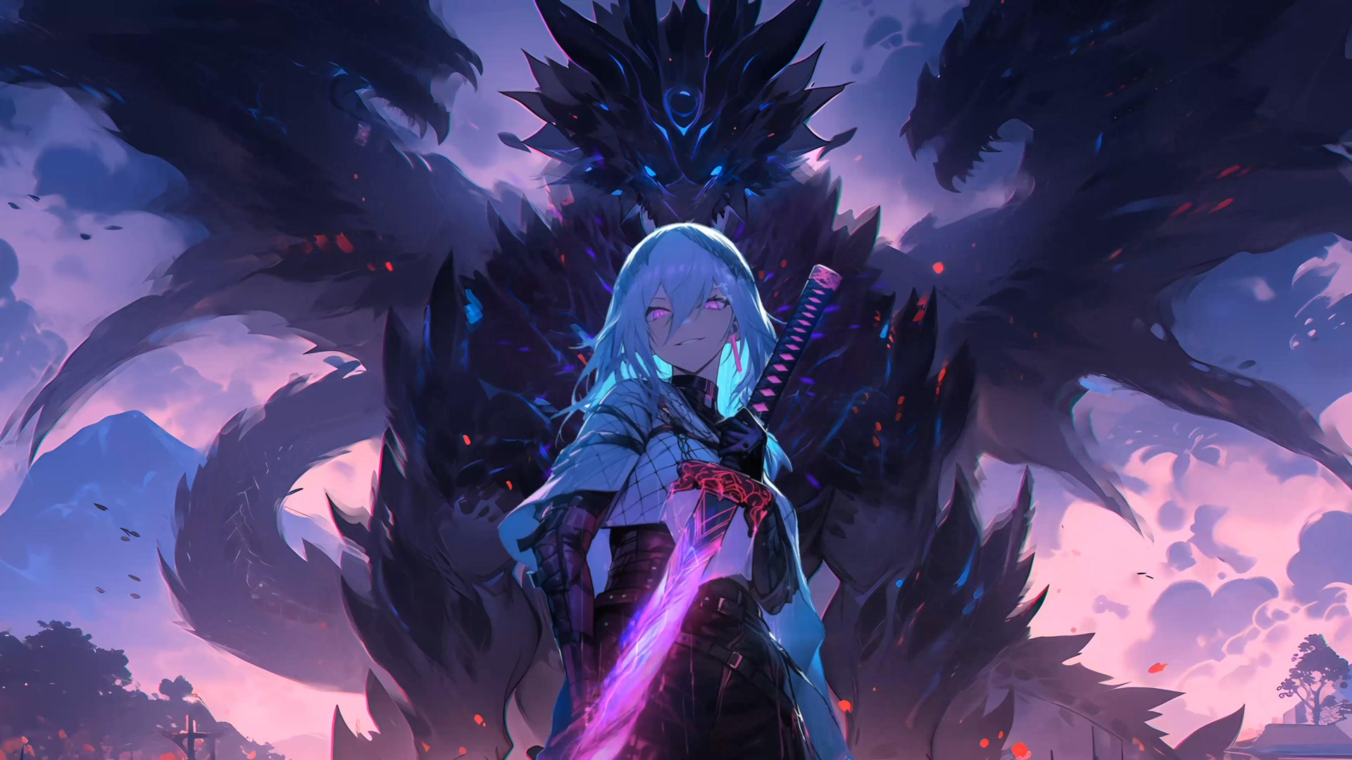 白发少女与龙