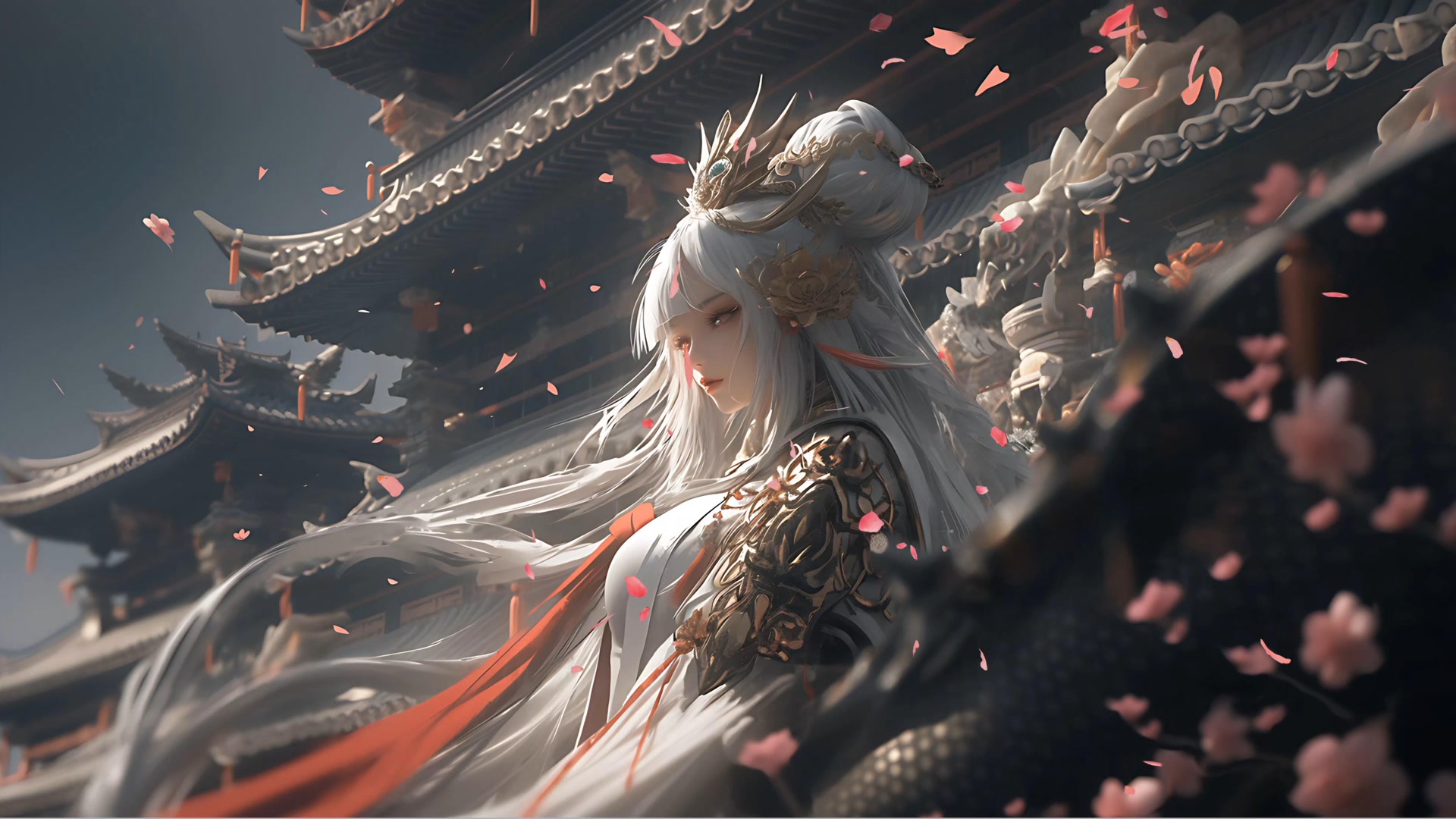 白发少女樱花