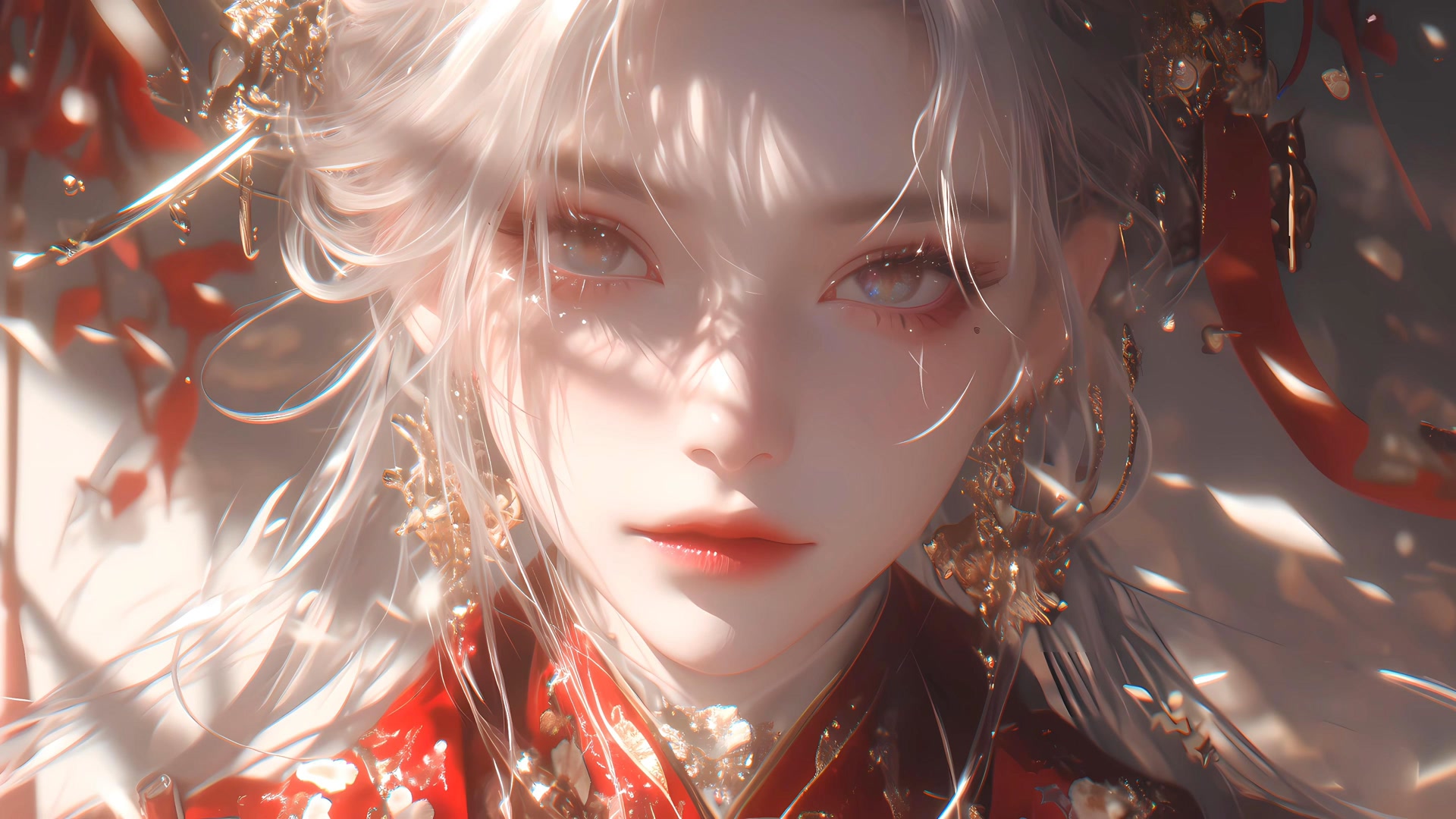 白发红衣美人