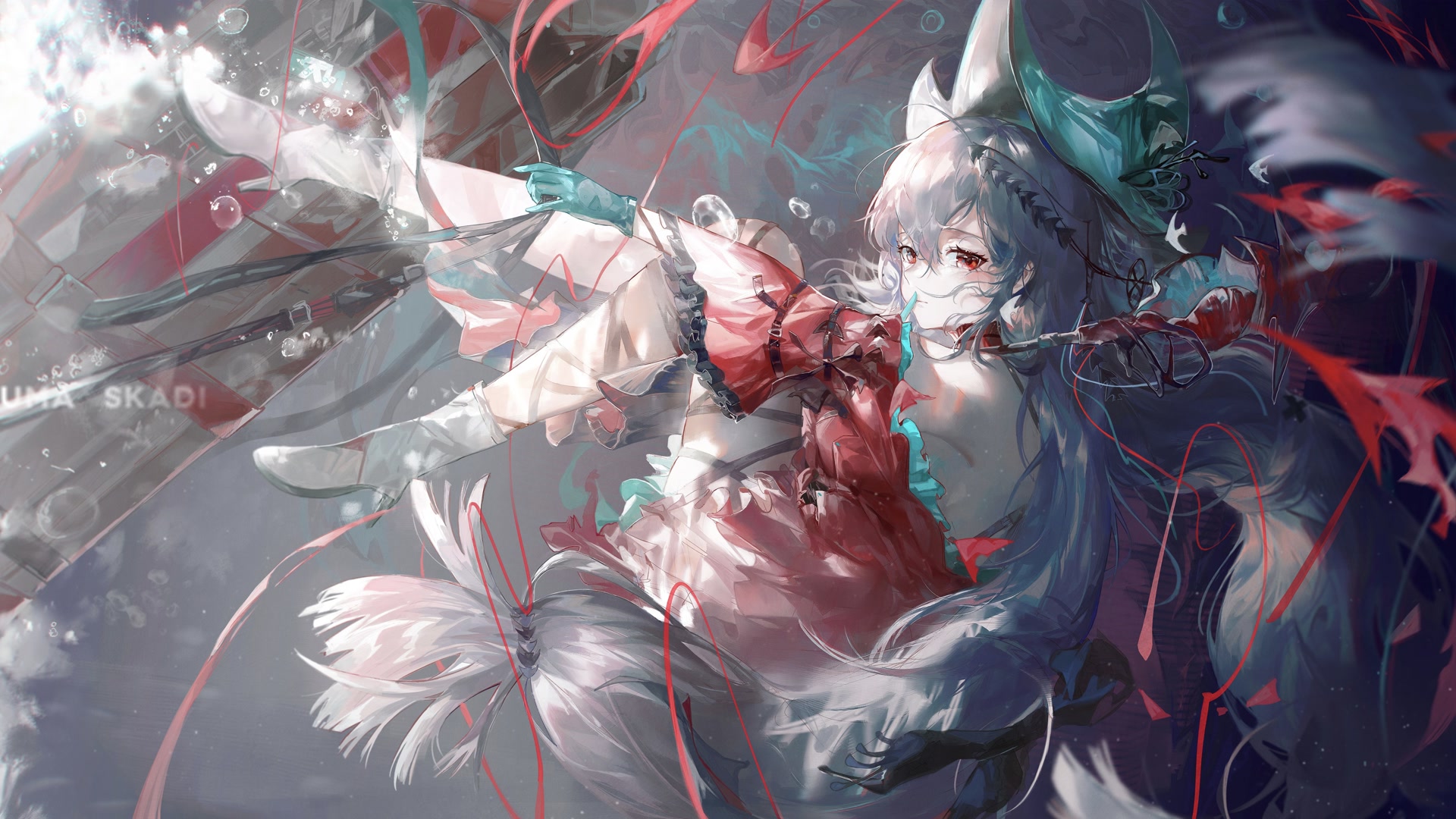 白发红裙少女