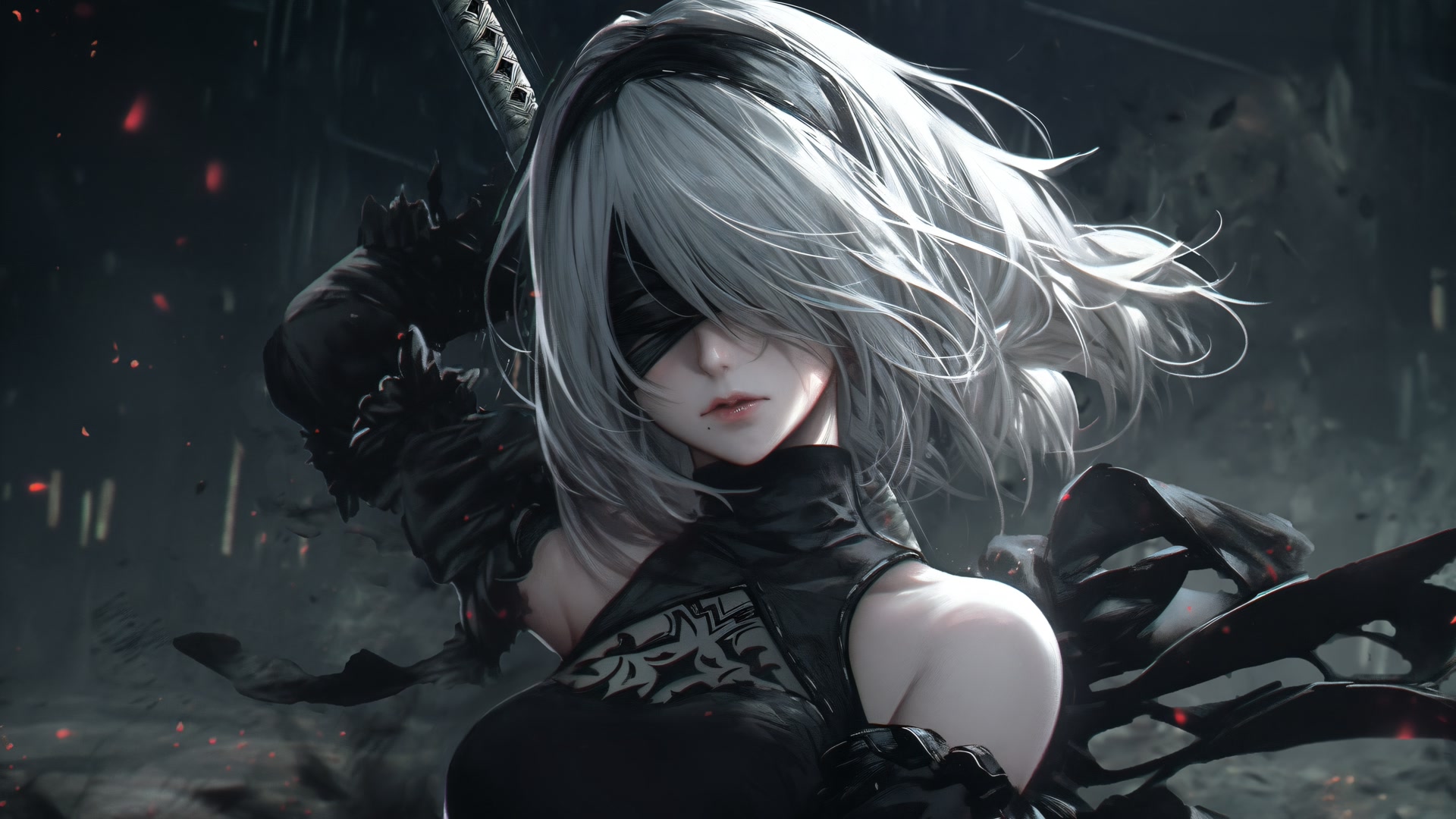 白发蒙眼少女