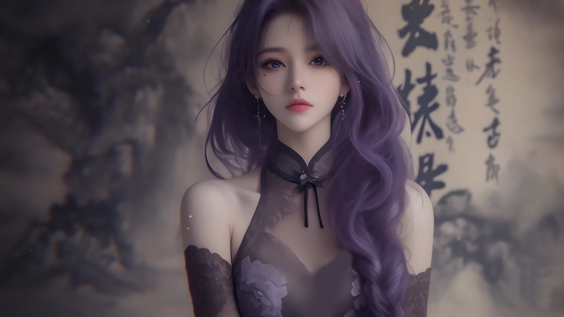 紫发古风美人