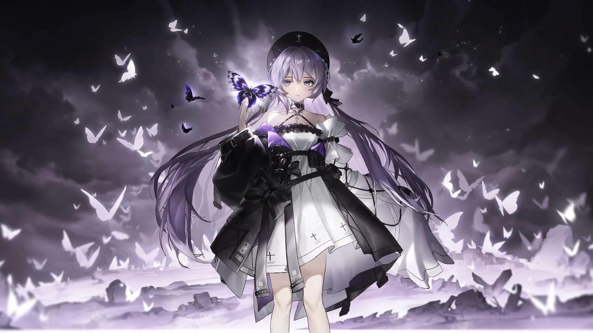 紫发少女与蝶