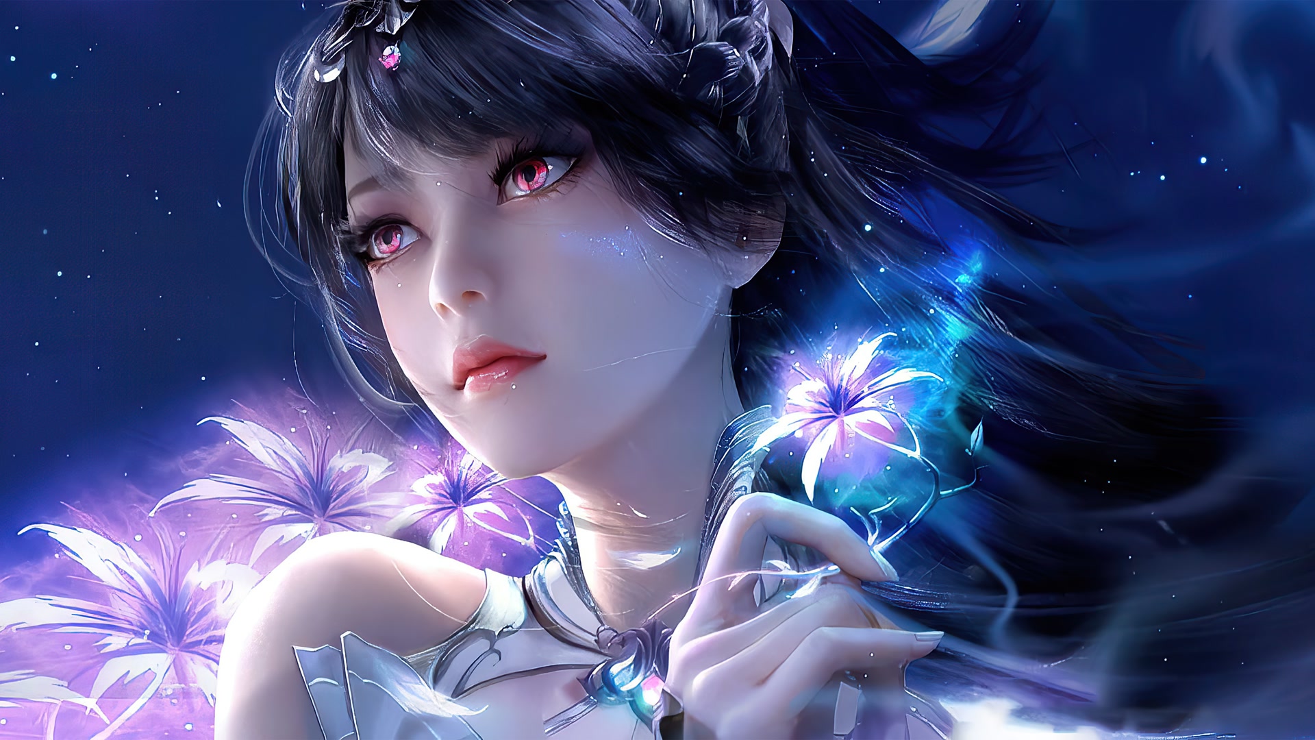 紫眸少女花影
