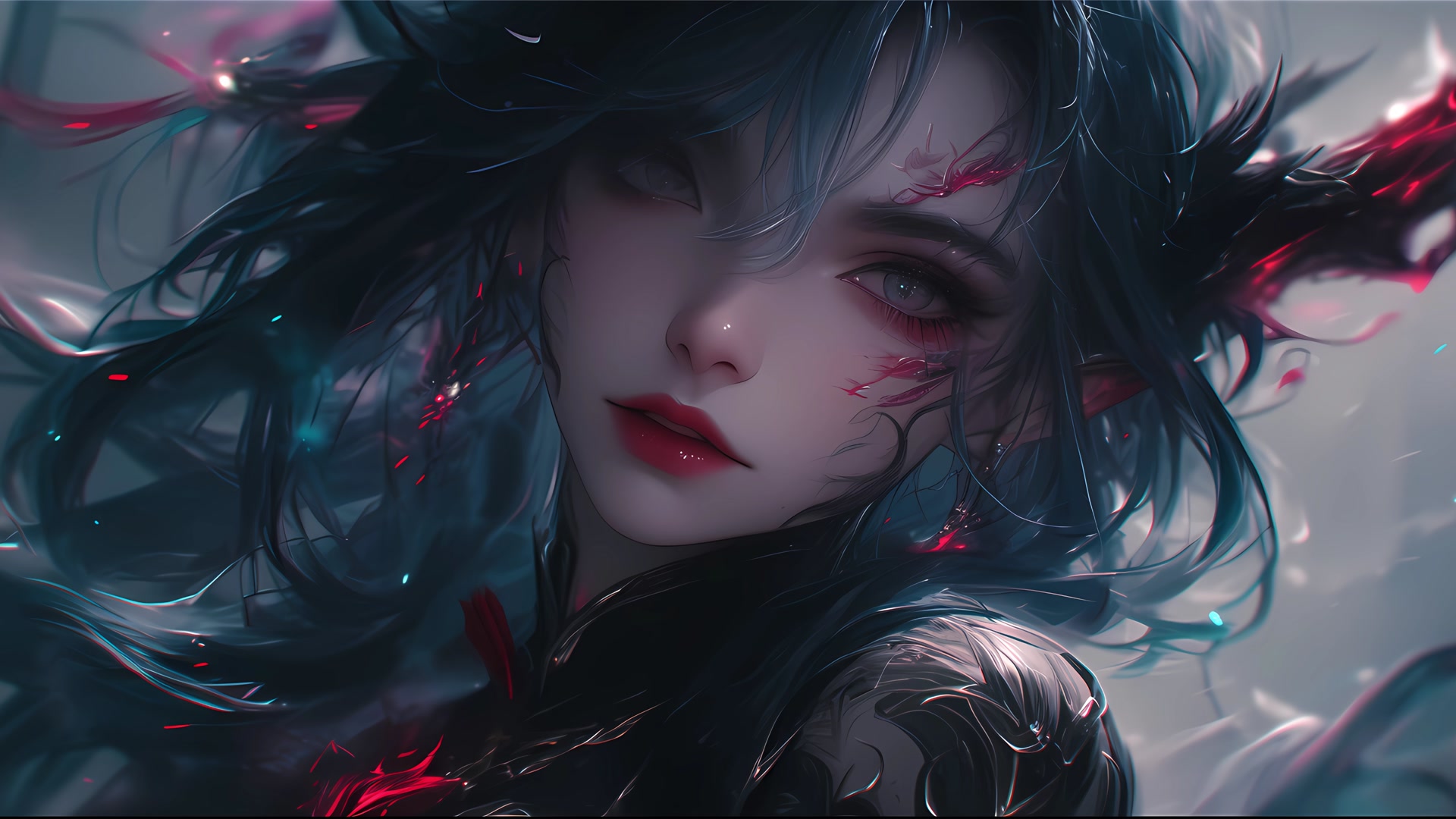 红唇灰眸少女