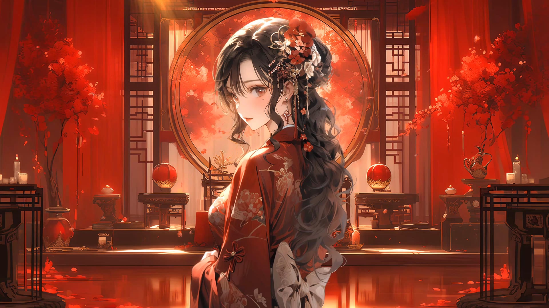 红衣古风美人