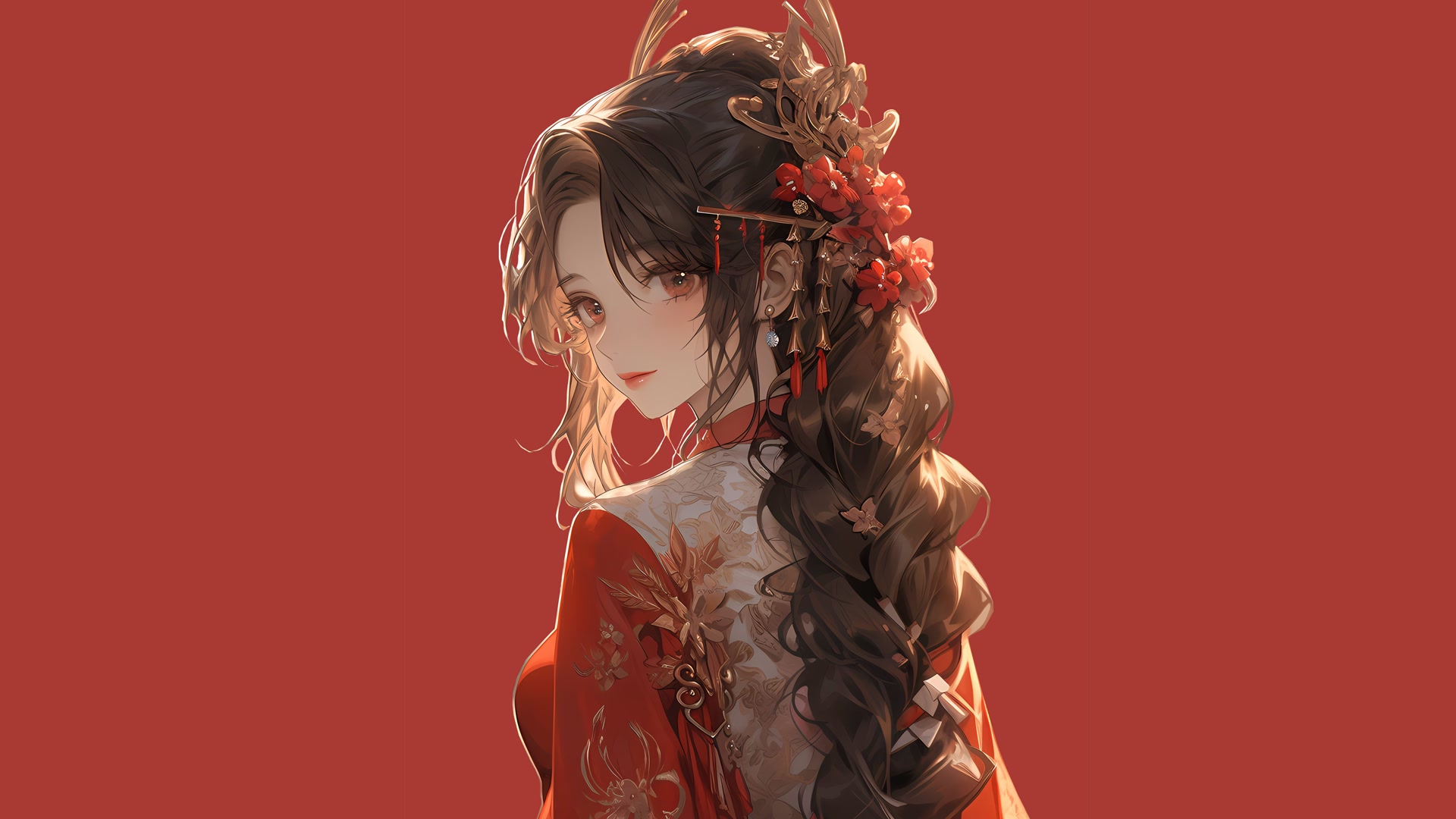 红衣少女回眸