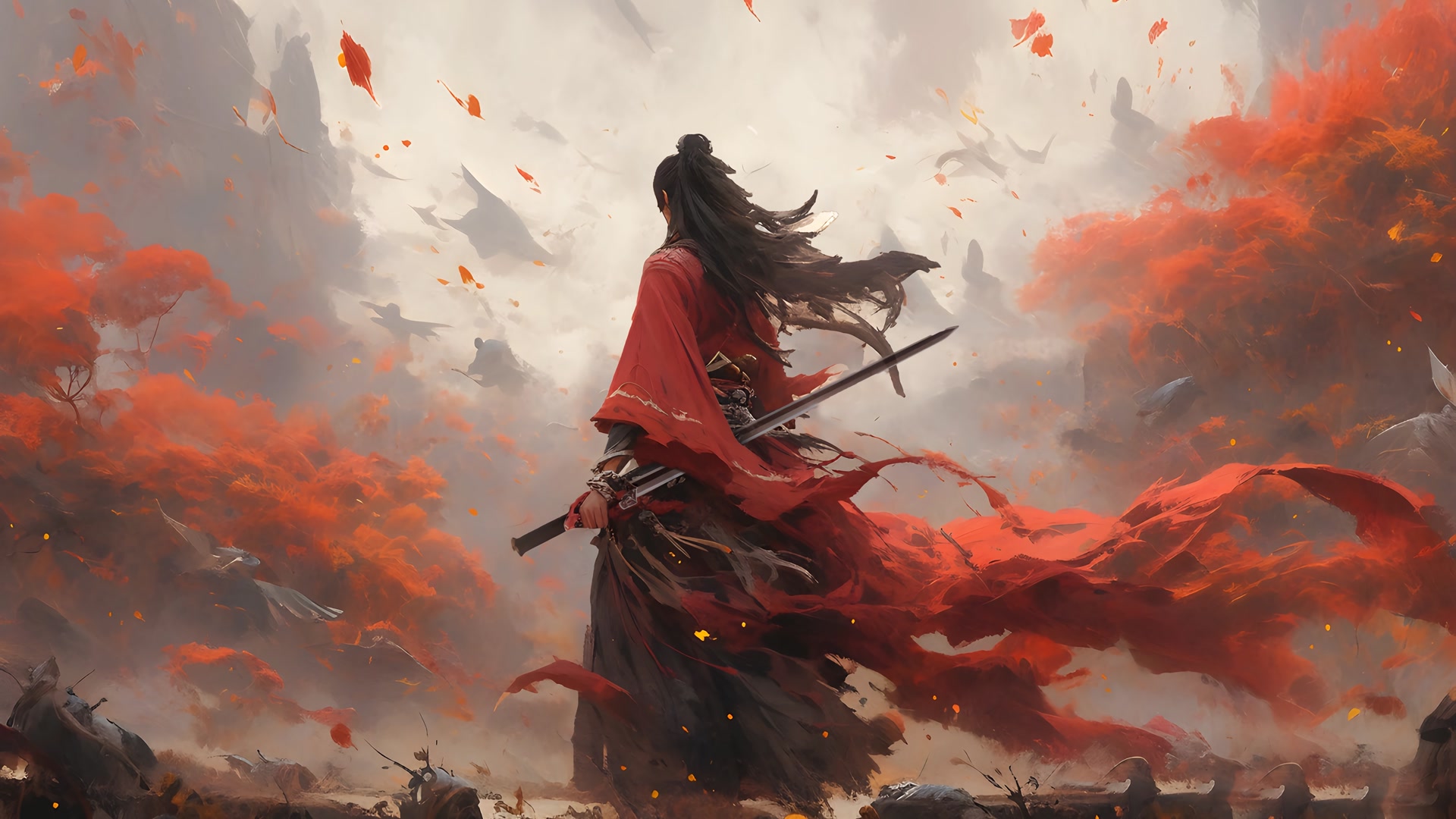 红衣执剑少年