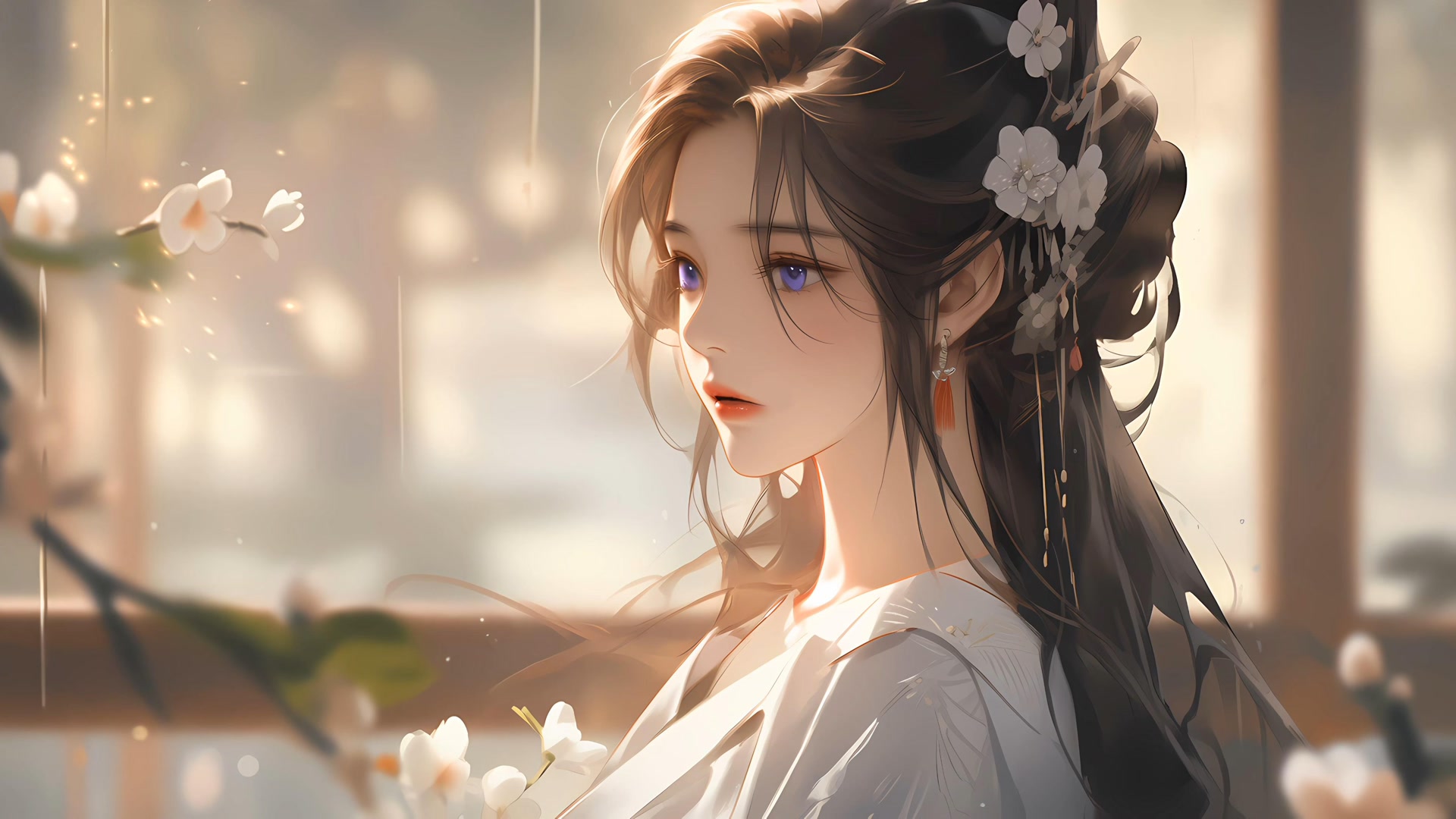 花间少女静思