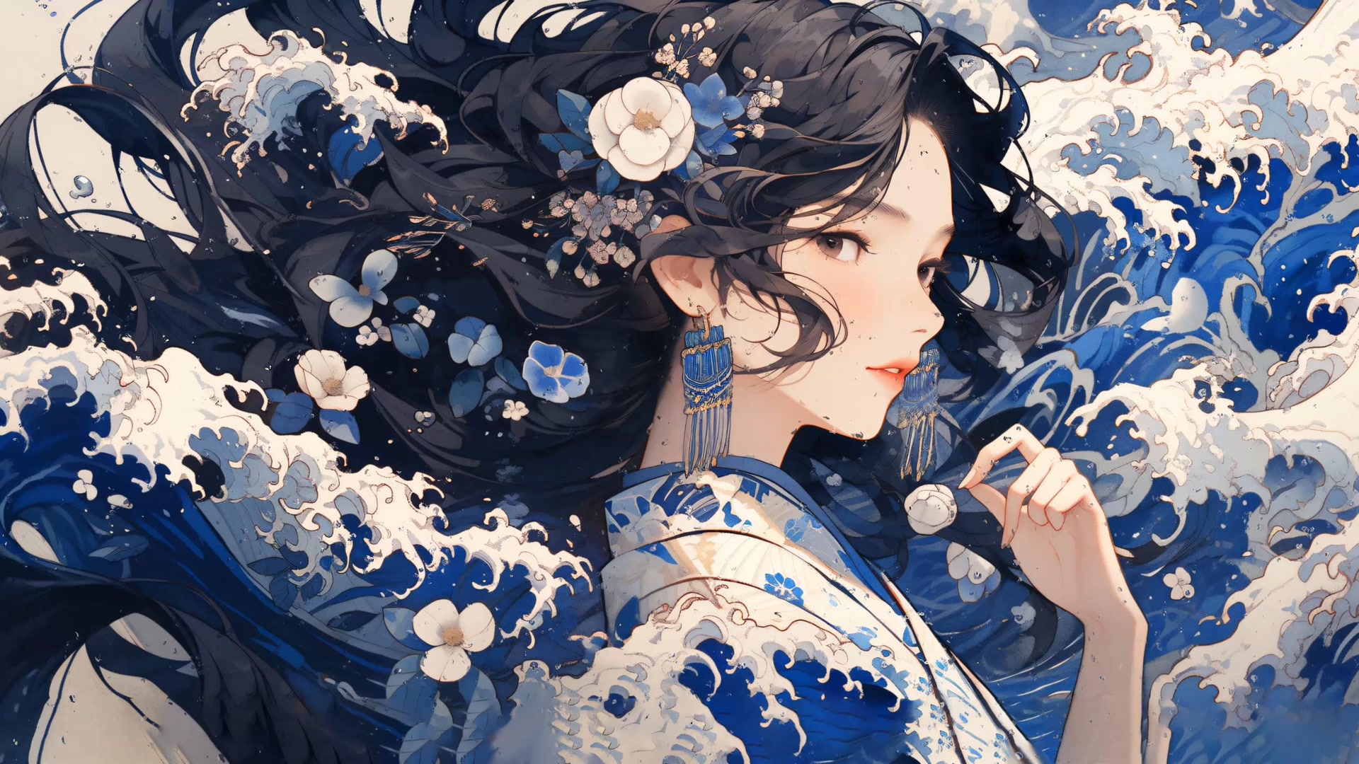 蓝发少女海浪