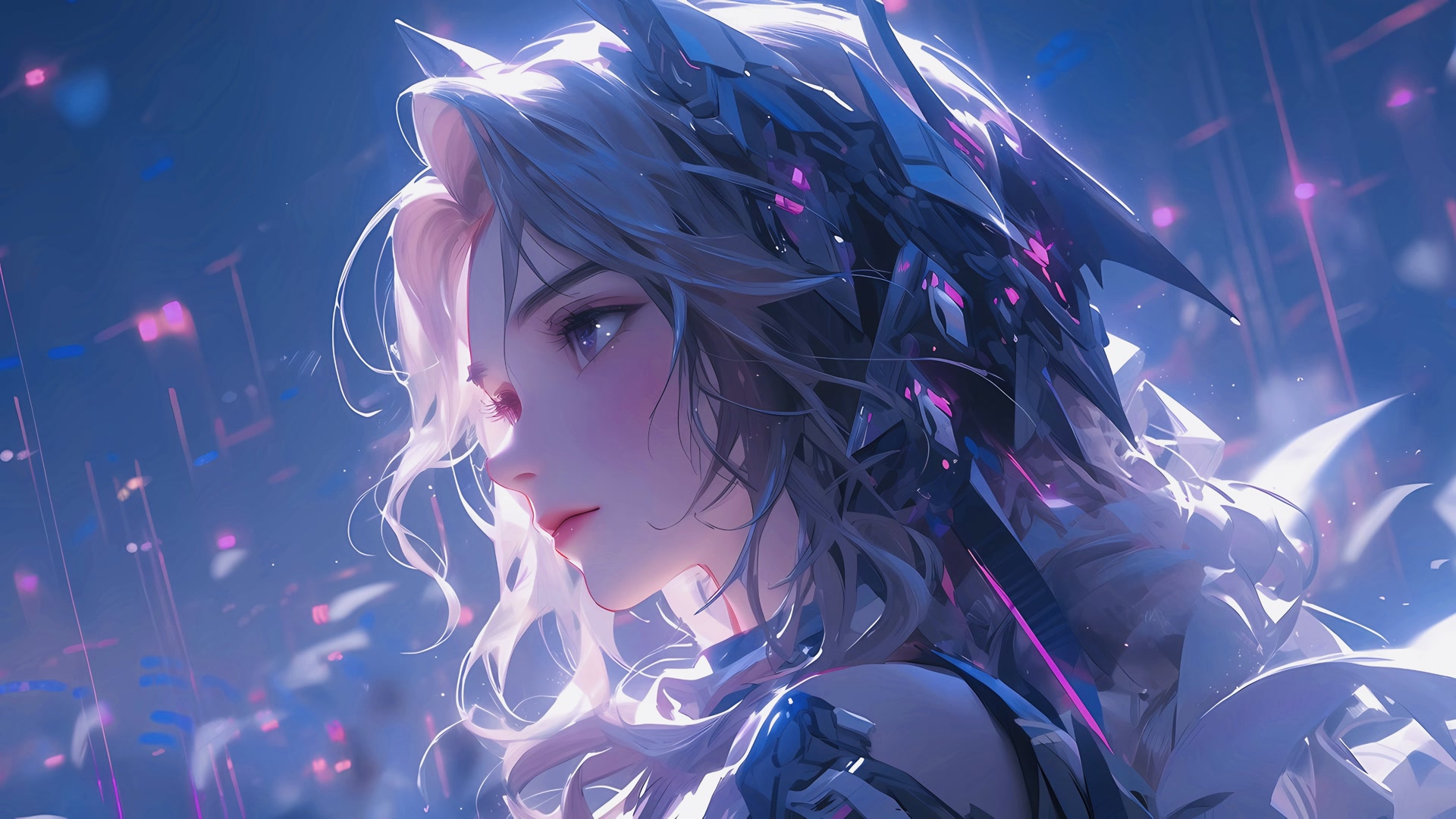 蓝眸少女侧颜