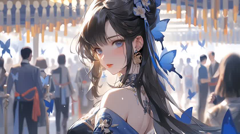 蓝蝶轻舞回眸